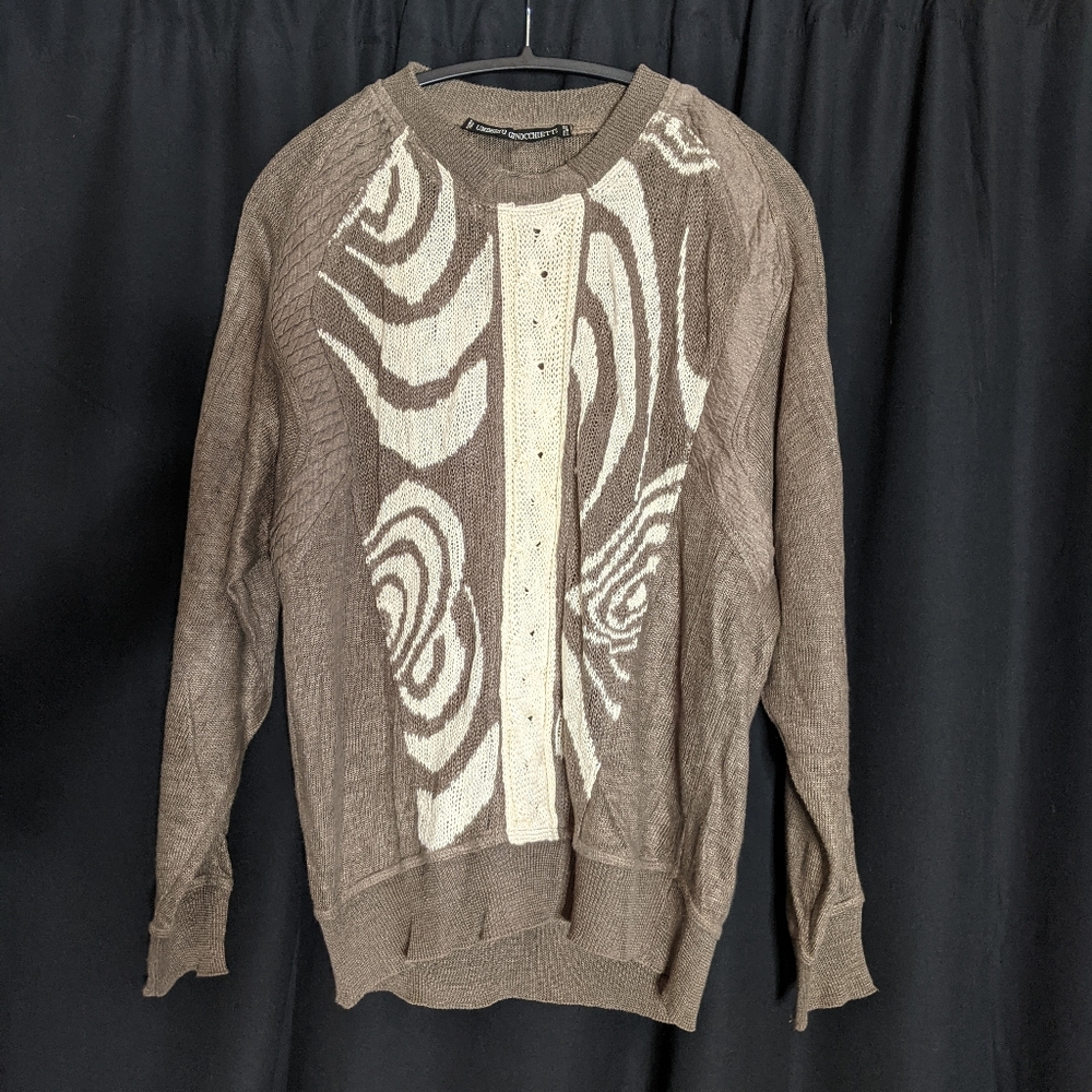 Italian linen scaled knit sweater Umberto Ginocchietto